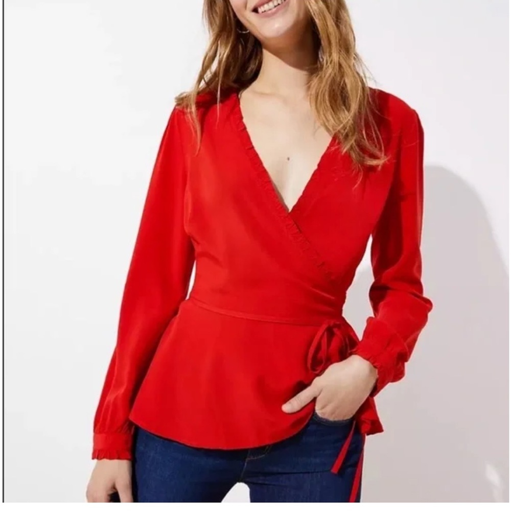 Red Loft Wrap Top Size XS Petite